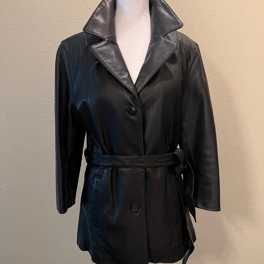 Juliet Michelle Black Leather Half Coat